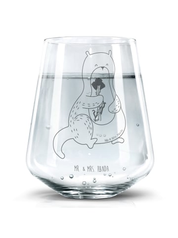 Mr. & Mrs. Panda Trinkglas Otter Blumenstrauß ohne Spruch in Transparent