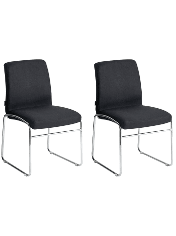 Beliani 2er-Set Esszimmerstuhl LECCO in Schwarz/Silber