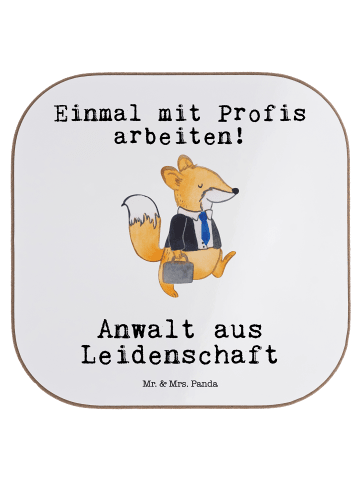 Mr. & Mrs. Panda Tassenuntersetzer Anwalt Leidenschaft mit Spruch in Weiß