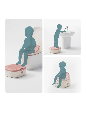 relaxdays Töpfchen "Dino 4in1" in Weiß/ Rosa - (B)36,5 x (H)30 x (T)33,5 cm