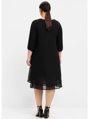 sheego Chiffonkleid in schwarz