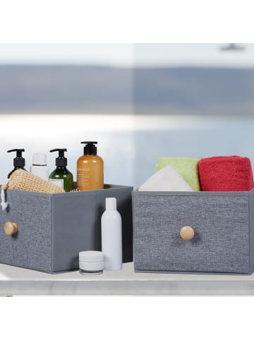 relaxdays 4 x Aufbewahrungsbox in Grau - (B)28,5 x (H)20 x (T)27,5 cm