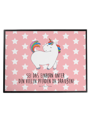 Mr. & Mrs. Panda Schreibunterlage Einhorn Stolzieren mit Spruch in Rot Pastell