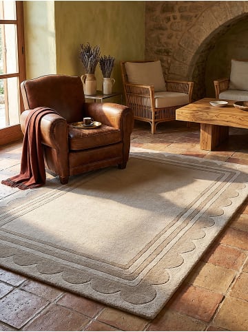 KADIMA DESIGN Wollteppich Kurzflor WENSUM Geometrisch Abstrakt Handgetuftet in Beige