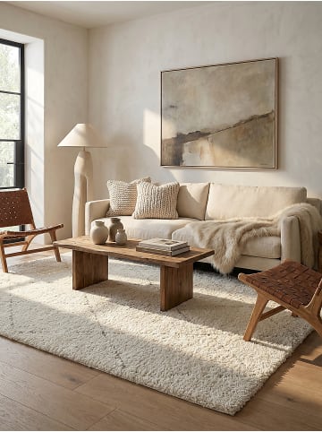 KADIMA DESIGN Shaggy-Teppich Berber weich wohnlich Wohnzimmer Schlafzimmer in Creme