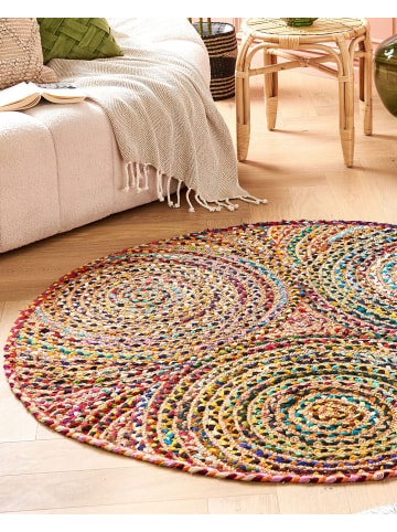 Beliani Kurzflor YENICE in Bunt/Rot - (W) 140 x (H) 0.7 x (L) 140 cm