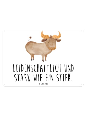 Mr. & Mrs. Panda Blechschild Sternzeichen Stier mit Spruch in Weiß