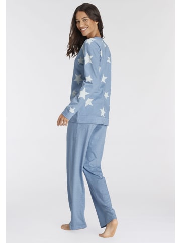 VIVANCE DREAMS Pyjama in hellblau-marine-Sterne