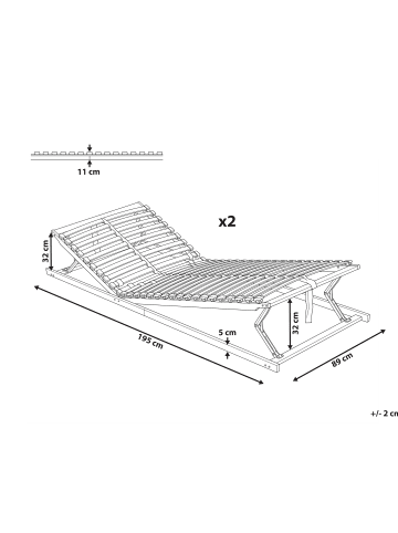 Beliani Lattenrahmen MONTHOIS in Braun - (W) 178 x (H) 11 x (L) 195 cm