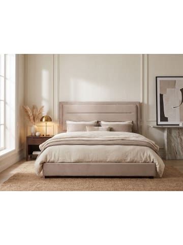 Beliani 2-tlg Doppelbett ROUEN in Beige/Schwarz