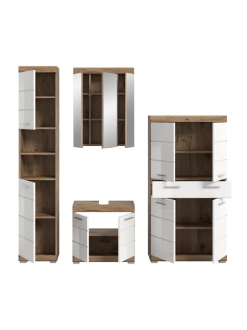 ebuy24 Badmöbelset Wave (4-teilig) Weiß 204 x 34 cm