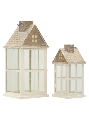 Mauro Ferretti Set aus 2 Holzlaternen, 24,5 x 24,5 x 55 cm – 17 x 17 x 37,5 cm