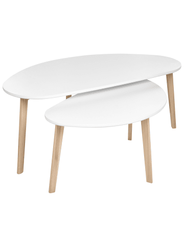 Beliani 2er-Set Couchtisch FLY in Weiß/Braun