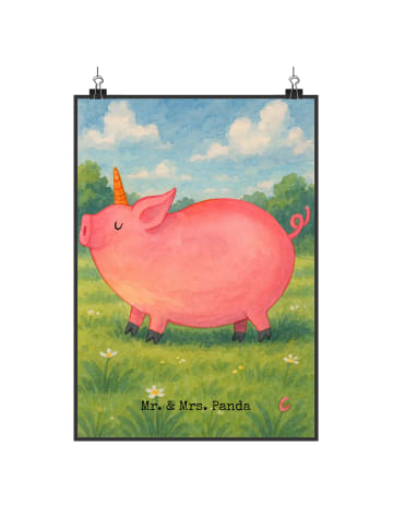 Mr. & Mrs. Panda Kunstdruck Einhorn Schwein Design ohne Spruch in Weiß