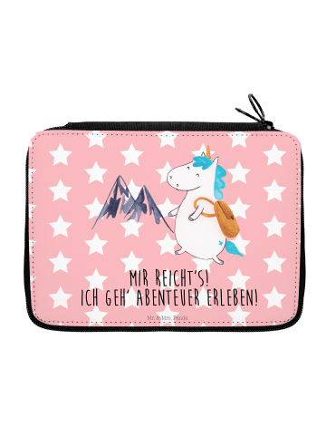 Mr. & Mrs. Panda Bleistiftetui Einhorn Bergsteiger mit Spruch in Rot Pastell