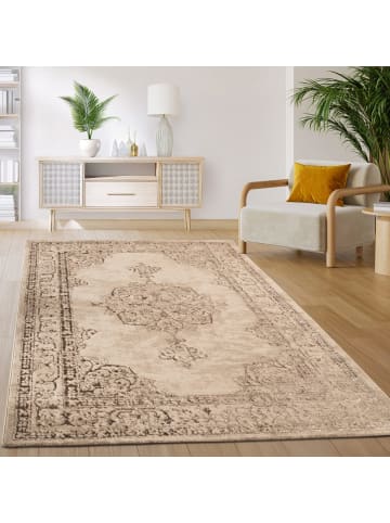 KADIMA DESIGN Teppich Kurzflor Orientalisch Wohnzimmer in Beige
