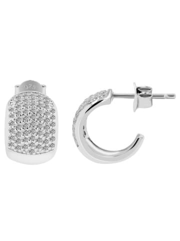 Adeliás Damen Creolen aus 925 Silber mit Zirkonia in gold