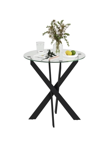 HOMCOM Esstisch-Ø70 x 75H cm-Schwarz