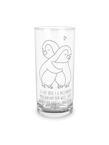 Mr. & Mrs. Panda Trinkglas Pinguine Kuscheln mit Spruch in Transparent