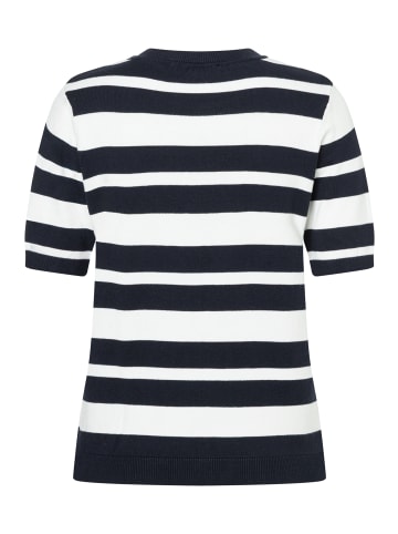 More & More Kurzarm-Pullover mit Streifen in marine/offwhite