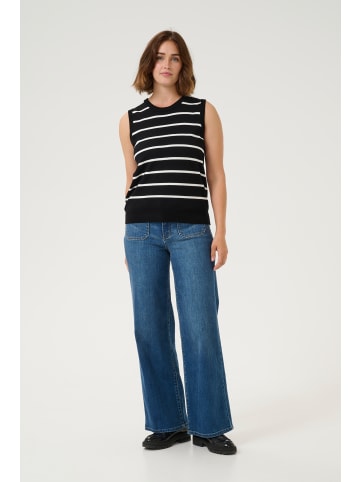 Kaffe Strickpullover KAlizza in Black/Chalk Stripe