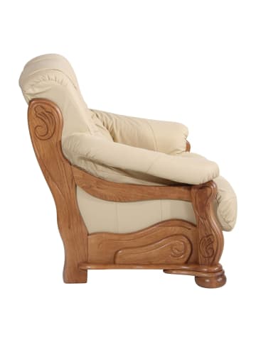 58 aufm Kessel SOFA 2-Sitzer Katlin Bezug Echtleder Eiche rustikal P43 / beige