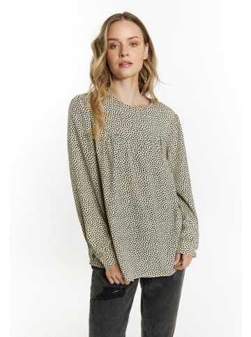 DreiMaster Damen Langarmbluse in Beige Schwarz