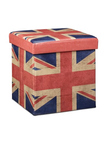 relaxdays Sitzhocker Union Jack in Rot/Blau - (B)38 x (H)38 x (T)38 cm