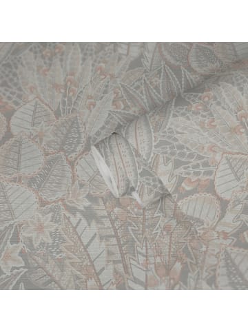 A.S. Création Tapete Tropical Rhapsody in Nebelgrau-Coral 