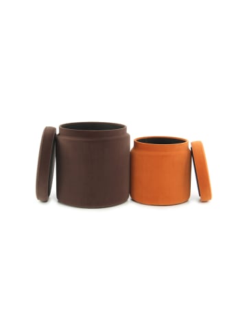 Kayoom 2tlg. Set Hocker Rozelle in Braun / Orange