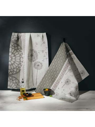 Erwin Müller Jacquard, Halbleinen, Leinen / Halbleinen Geschirrtuch 2er-Pack in Pusteblume