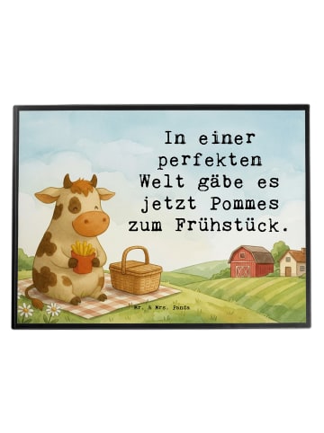 Mr. & Mrs. Panda Schreibunterlage Kuh  Pommes Design mit Spruch in Weiß