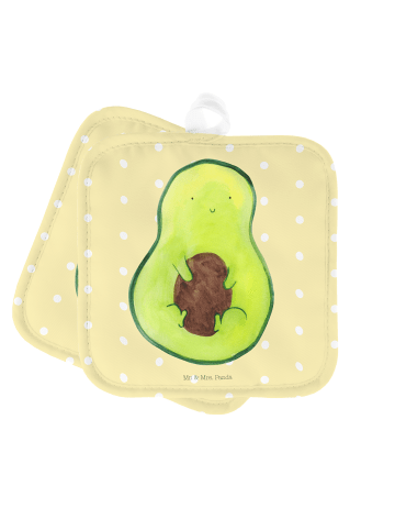 Mr. & Mrs. Panda Topfuntersetzer Avocado Kern ohne Spruch in Gelb Pastell