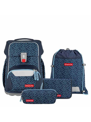 Step by Step Basis - Schulranzen Set 4tlg. (Green Grafics) in Blue Lines