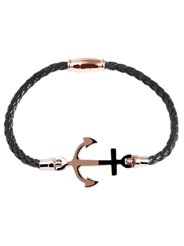 Adeliás Damen Armband – Textilarmband aus Leder 18 cm in schwarz