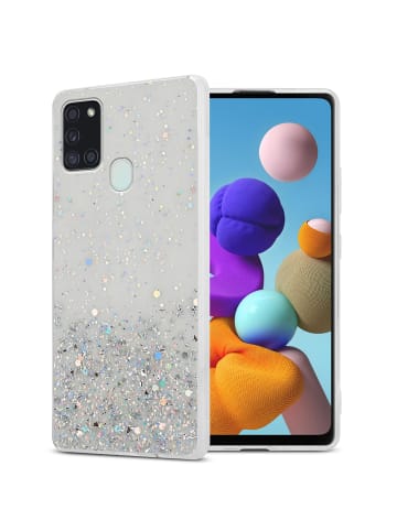 cadorabo Hülle für Samsung Galaxy A21s Glitter in Transparent mit Glitter