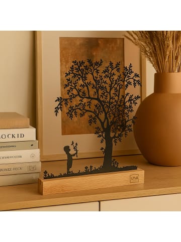 UNUS Aufsteller Baum mit Kindern auf einer Schaukel in Schwarz
