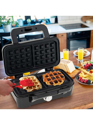 COSTWAY 3-in-1 Elektrischer Sandwichmaker 1200W in Schwarz