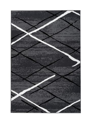 Kayoom Kurzflor Teppich Vancouver 110 in anthrazit - schwarz - weiß - rechteckig