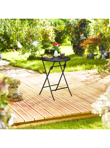 relaxdays Gartentisch "Rattan-Optik" in Schwarz - (H)75 x Ø 60 cm
