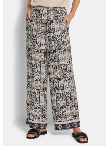 GOLDNER Kurzgröße:  Viskosehose mit Bicolor-Druck in stein / schwarz / gemustert