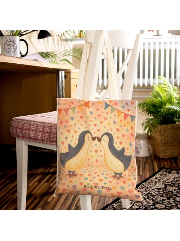 Mr. & Mrs. Panda Tasche Pinguin Liebe Design ohne Spruch in Weiß