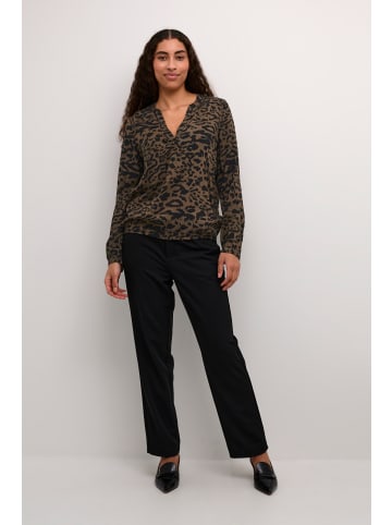 Kaffe Langarm-Bluse KAditte in Major Brown/Black Leopard