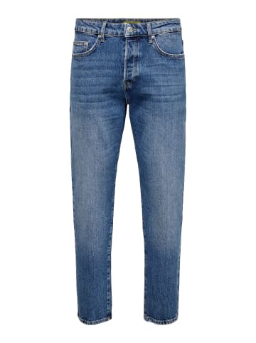 Only&Sons Regular Fit Denim Jeans Hose 5-Pocket Style Verkürzt in Blau