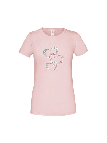 PAULGOS Damen T-Shirt, Herzen Silber & Rosa in Rosa