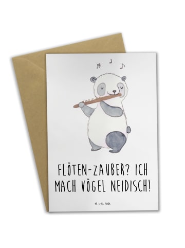 Mr. & Mrs. Panda Grußkarte Flöte Zauber mit Spruch in Weiß