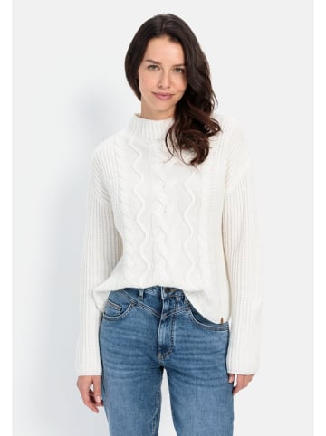 Camel Active Strickpullover mit Zopfmuster in Weiß