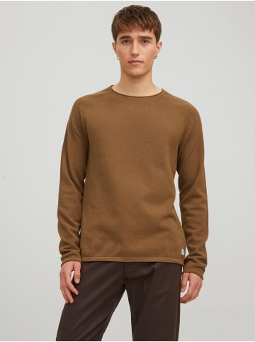 Jack & Jones Rundhals Strickpullover Langarm Sweater aus Baumwolle JJEHILL in Braun-2