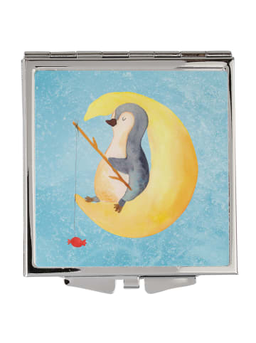 Mr. & Mrs. Panda Handtaschenspiegel quadratisch Pinguin Mond ohn... in Eisblau
