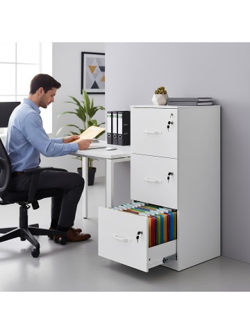 relaxdays Aktenschrank in Weiß - (B)40 x (H)103 x (T)40 cm